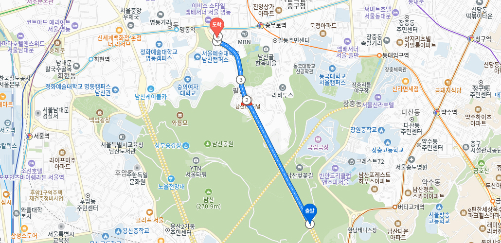 남산 1호터널 이용 오시는길